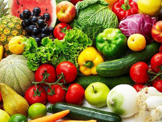 Fresh vegetables and fruits
